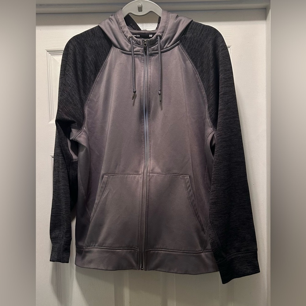 Tek Gear Men's Zip-Up Hoodie in Gray and Black